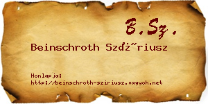 Beinschroth Szíriusz névjegykártya